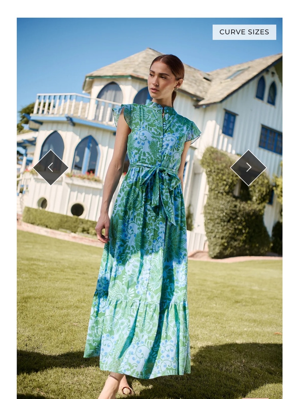 NWT, Sugarlips Green & Blue Floral Tie-Waist Maxi Dress XS-L